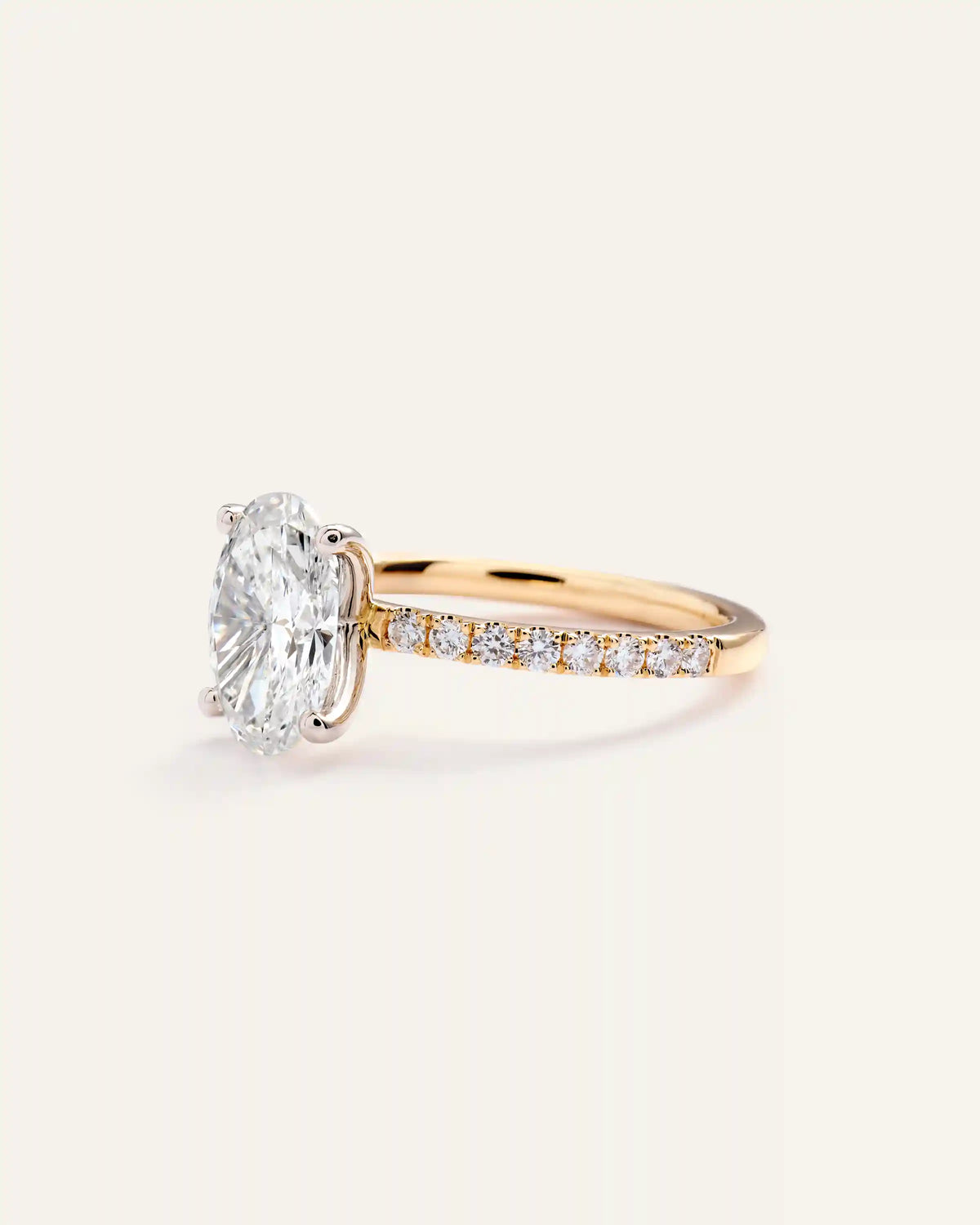 Lab Grown Diamond Oval Petite Pave Engagement Ring - 2ct