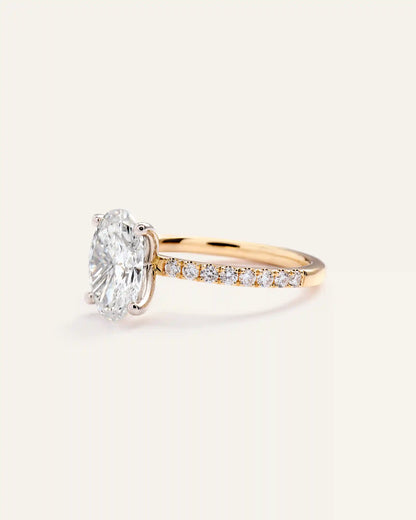 Lab Grown Diamond Oval Petite Pave Engagement Ring - 2ct