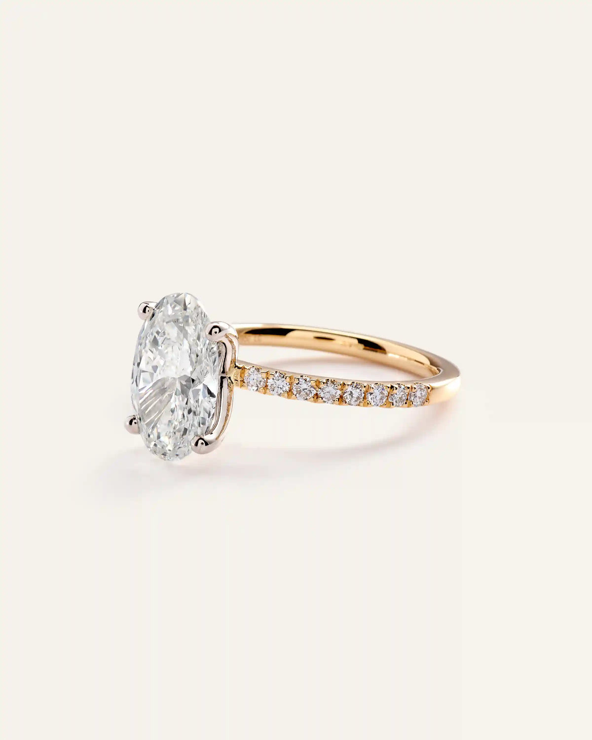 Lab Grown Diamond Oval Petite Pave Engagement Ring - 3ct