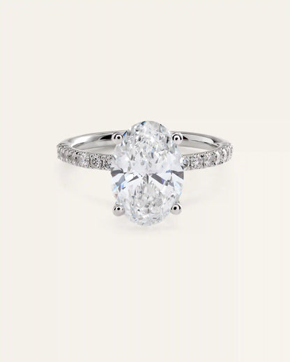 Lab Grown Diamond Oval Petite Pave Engagement Ring - 3ct