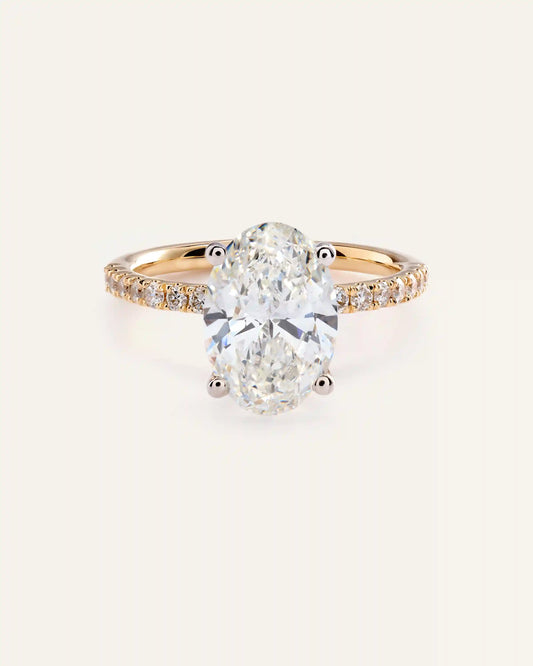 Lab Grown Diamond Oval Petite Pave Engagement Ring - 3ct