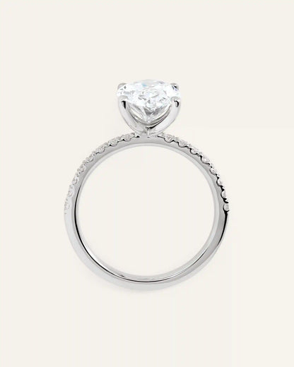Lab Grown Diamond Oval Petite Pave Engagement Ring - 3ct