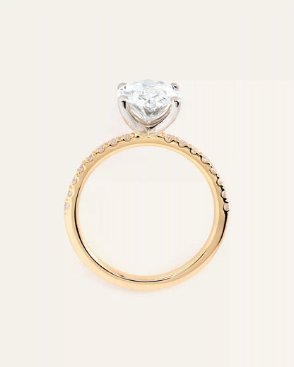 Lab Grown Diamond Oval Petite Pave Engagement Ring - 3ct