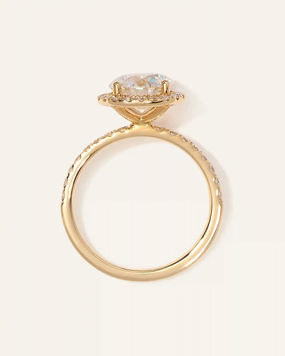 Lab Grown Diamond Round Halo Pave Engagement Ring - 2ct