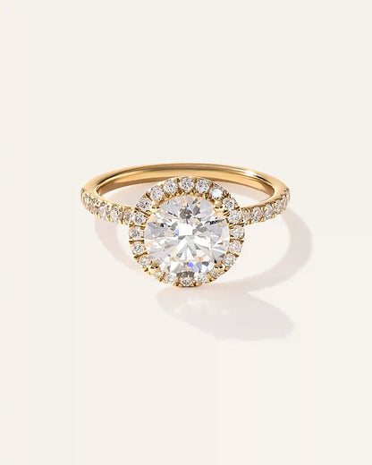 Lab Grown Diamond Round Halo Pave Engagement Ring - 2ct