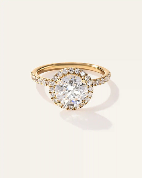 Lab Grown Diamond Round Halo Pave Engagement Ring - 2ct