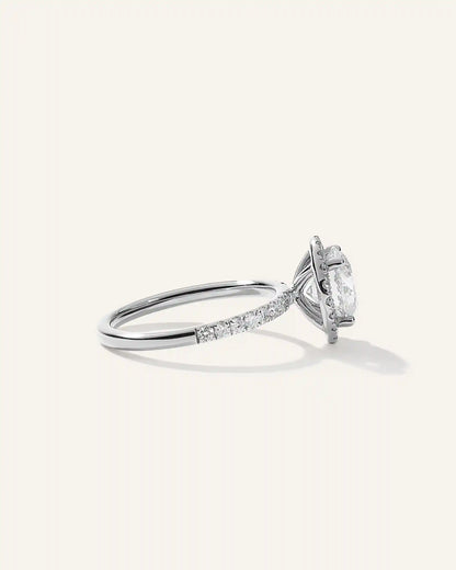 Lab Grown Diamond Round Halo Pave Engagement Ring - 2ct