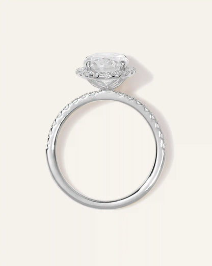Lab Grown Diamond Oval Halo Pave Engagement Ring - 2ct