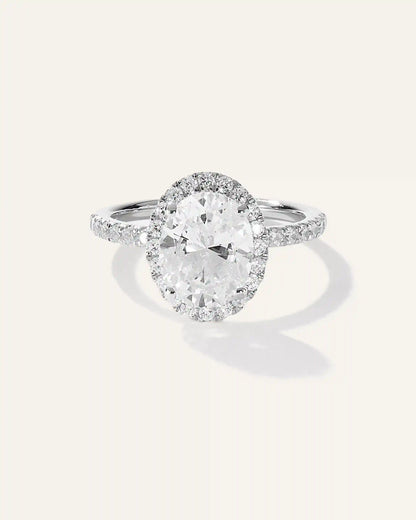 Lab Grown Diamond Oval Halo Pave Engagement Ring - 2ct