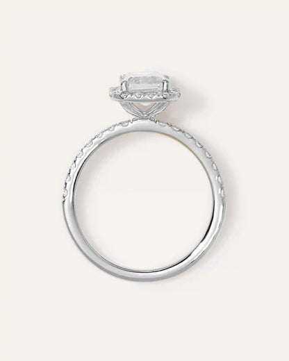 Lab Grown Diamond Emerald Halo Pave Engagement Ring - 2ct