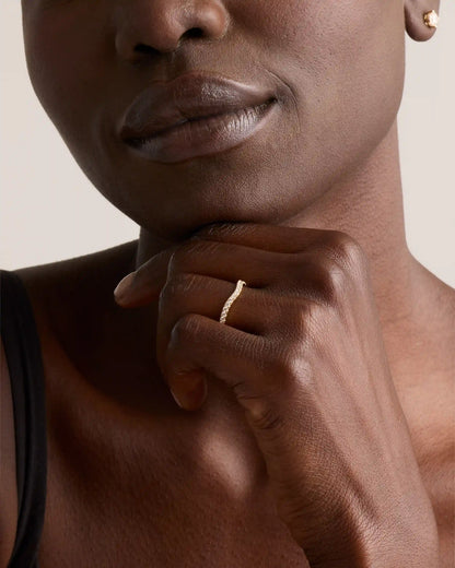 14K Gold Lab Grown Diamond Contoured Band