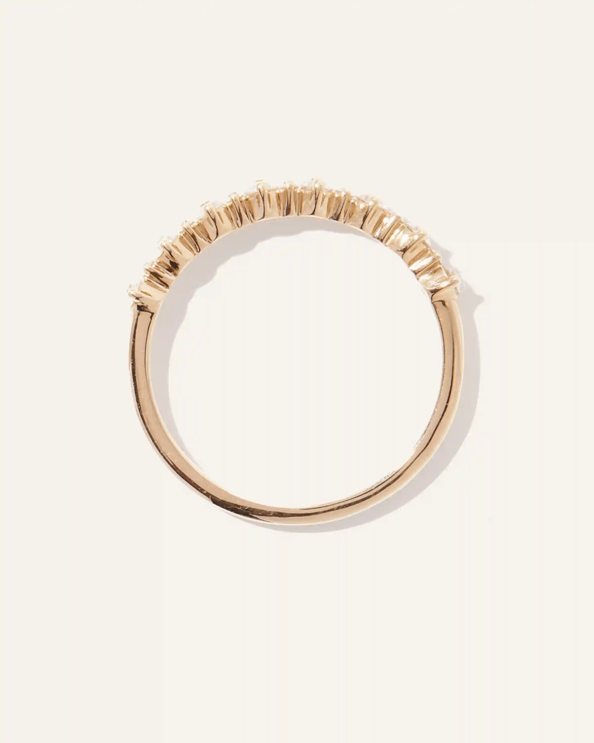 14K Gold Lab Grown Diamond Alternating Round Band