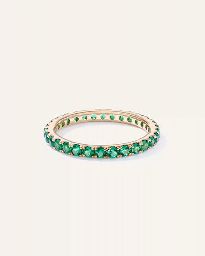 14K Gold Gemstone Pave Eternity Band