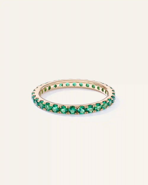 14K Gold Gemstone Pave Eternity Band