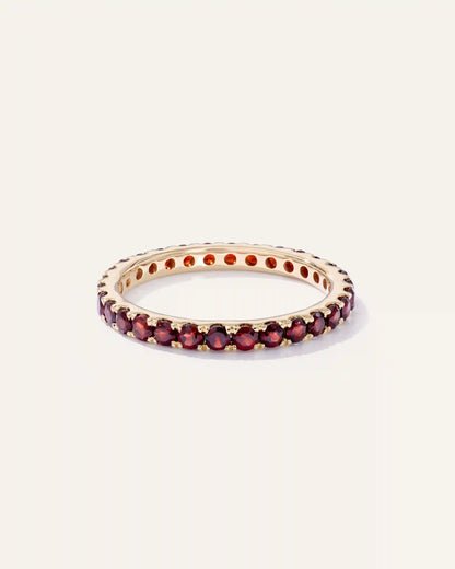 14K Gold Gemstone Pave Eternity Band
