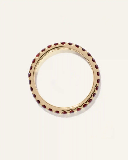 14K Gold Gemstone Pave Eternity Band