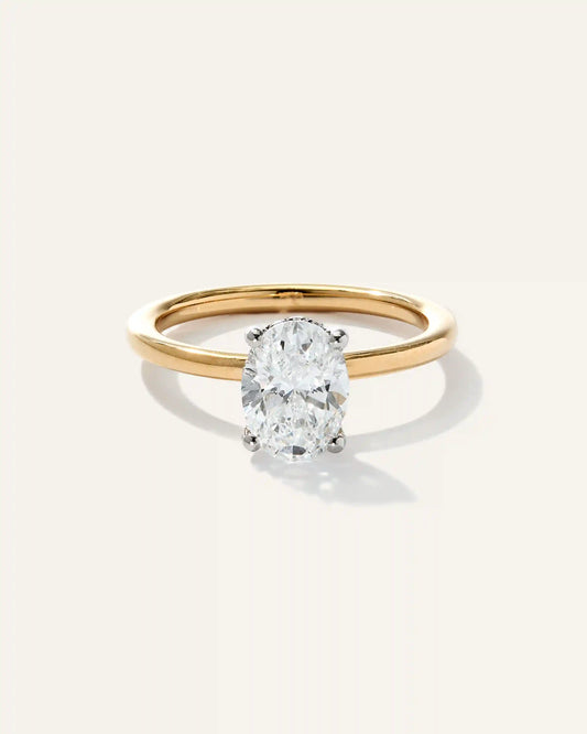 Lab Grown Diamond Oval Petite Hidden Halo Engagement Ring - 1.5ct