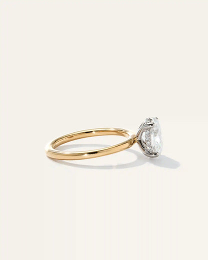 Lab Grown Diamond Oval Petite Hidden Halo Engagement Ring - 1.5ct