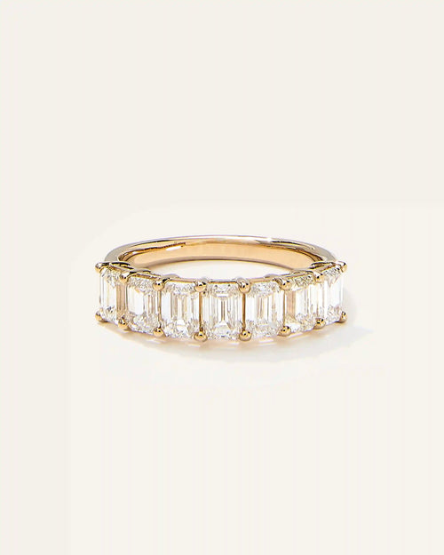 Lab Grown Diamond Emerald Seven Stone Band