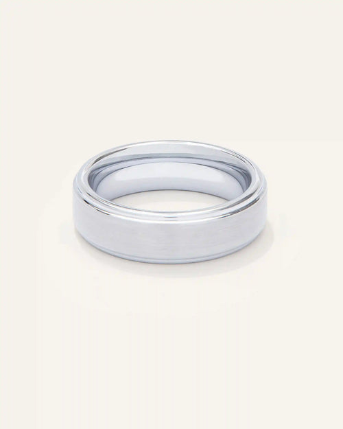 Tungsten Carbide Brushed Step Edge Band