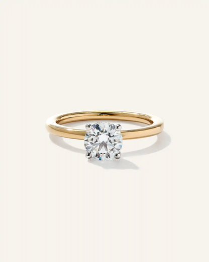 Lab Grown Diamond Round Petite Hidden Halo Engagement Ring - 1ct