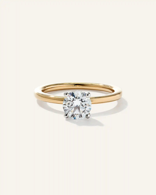 Lab Grown Diamond Round Petite Hidden Halo Engagement Ring - 1ct