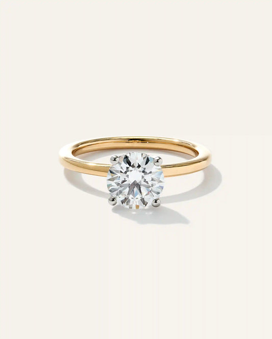 Lab Grown Diamond Round Petite Hidden Halo Engagement Ring - 1.5ct