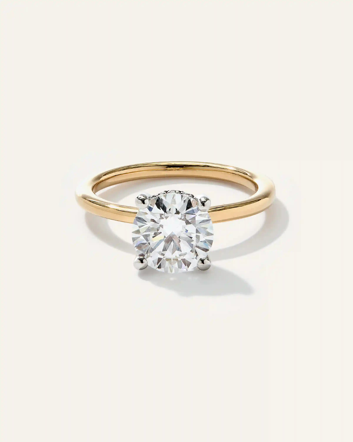 Lab Grown Diamond Round Petite Hidden Halo Engagement Ring - 2ct