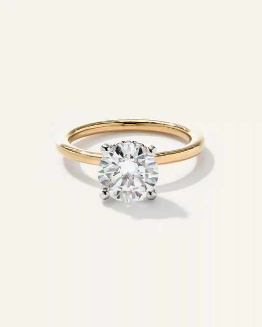 Lab Grown Diamond Round Petite Hidden Halo Engagement Ring - 2ct