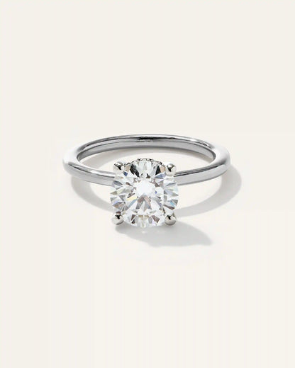 Lab Grown Diamond Round Petite Hidden Halo Engagement Ring - 2ct