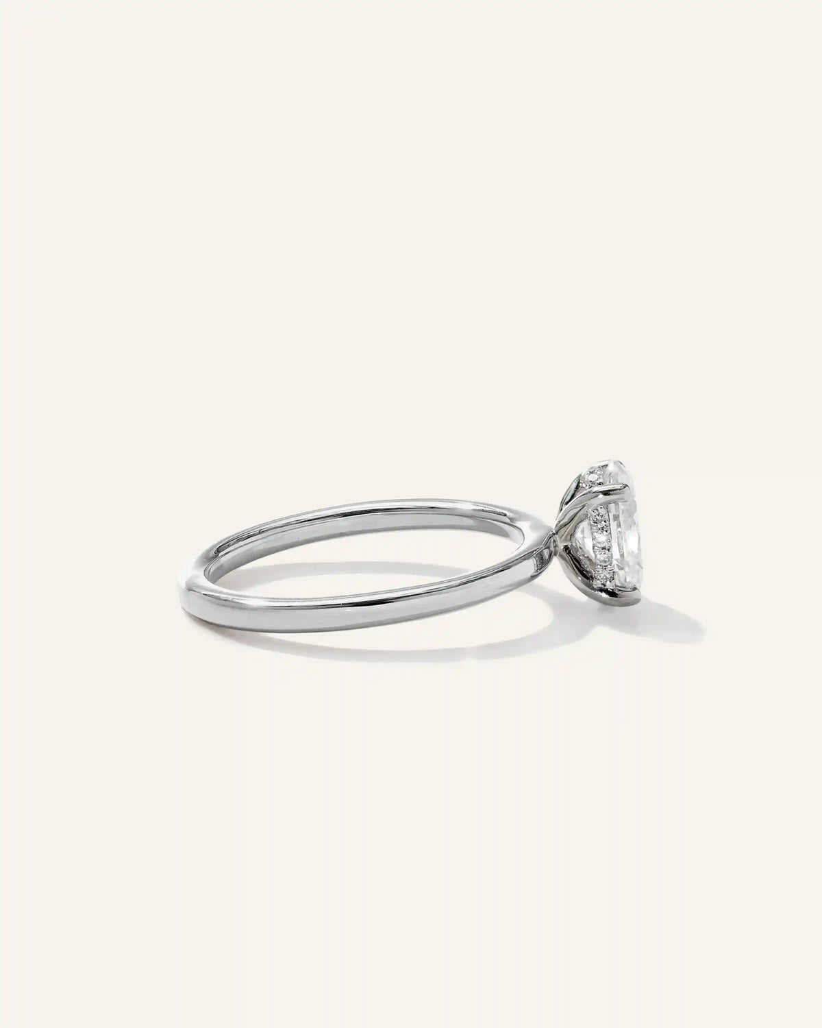 Lab Grown Diamond Oval Petite Hidden Halo Engagement Ring - 1ct