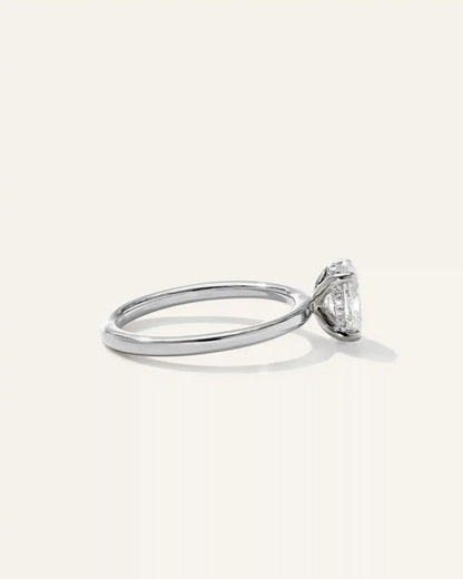 Lab Grown Diamond Oval Petite Hidden Halo Engagement Ring - 1ct