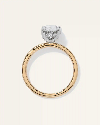 Lab Grown Diamond Oval Petite Hidden Halo Engagement Ring - 2ct