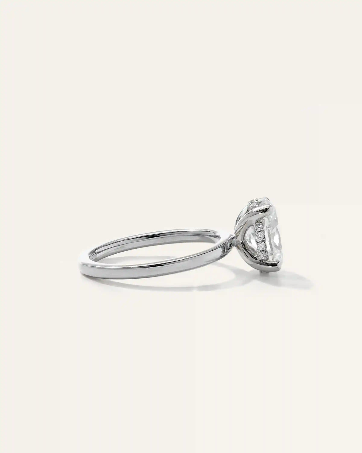 Lab Grown Diamond Oval Petite Hidden Halo Engagement Ring - 2ct