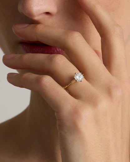 Lab Grown Diamond Round Six Prong Knife Edge Engagement Ring - 1.5ct