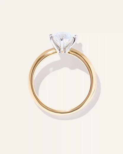 Lab Grown Diamond Round Six Prong Knife Edge Engagement Ring - 1.5ct