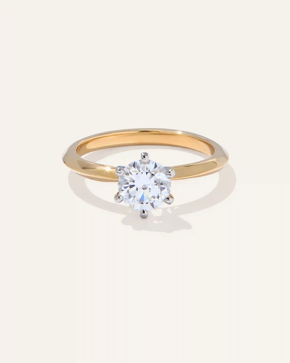 Lab Grown Diamond Round Six Prong Knife Edge Engagement Ring - 1ct