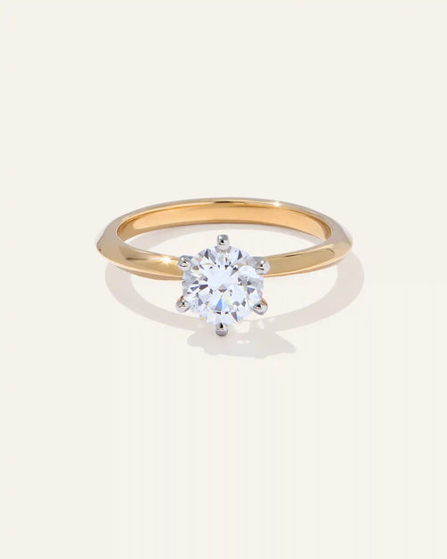 Lab Grown Diamond Round Six Prong Knife Edge Engagement Ring - 1ct