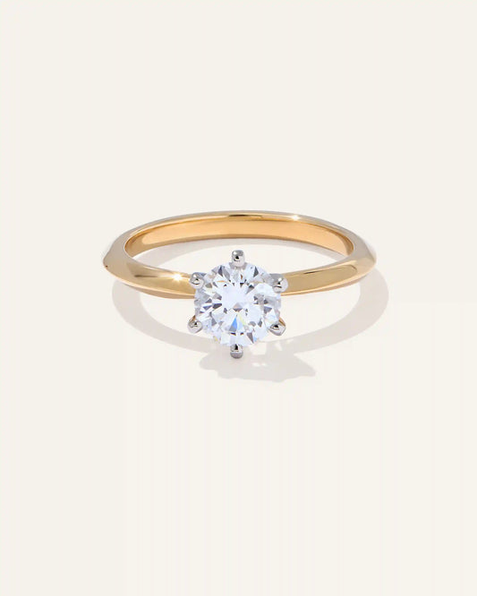 Lab Grown Diamond Round Six Prong Knife Edge Engagement Ring - 1ct