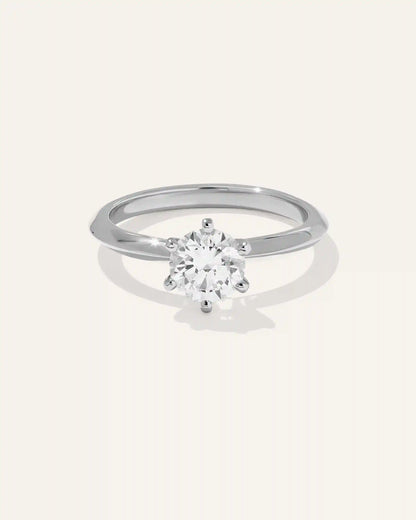 Lab Grown Diamond Round Six Prong Knife Edge Engagement Ring - 1ct