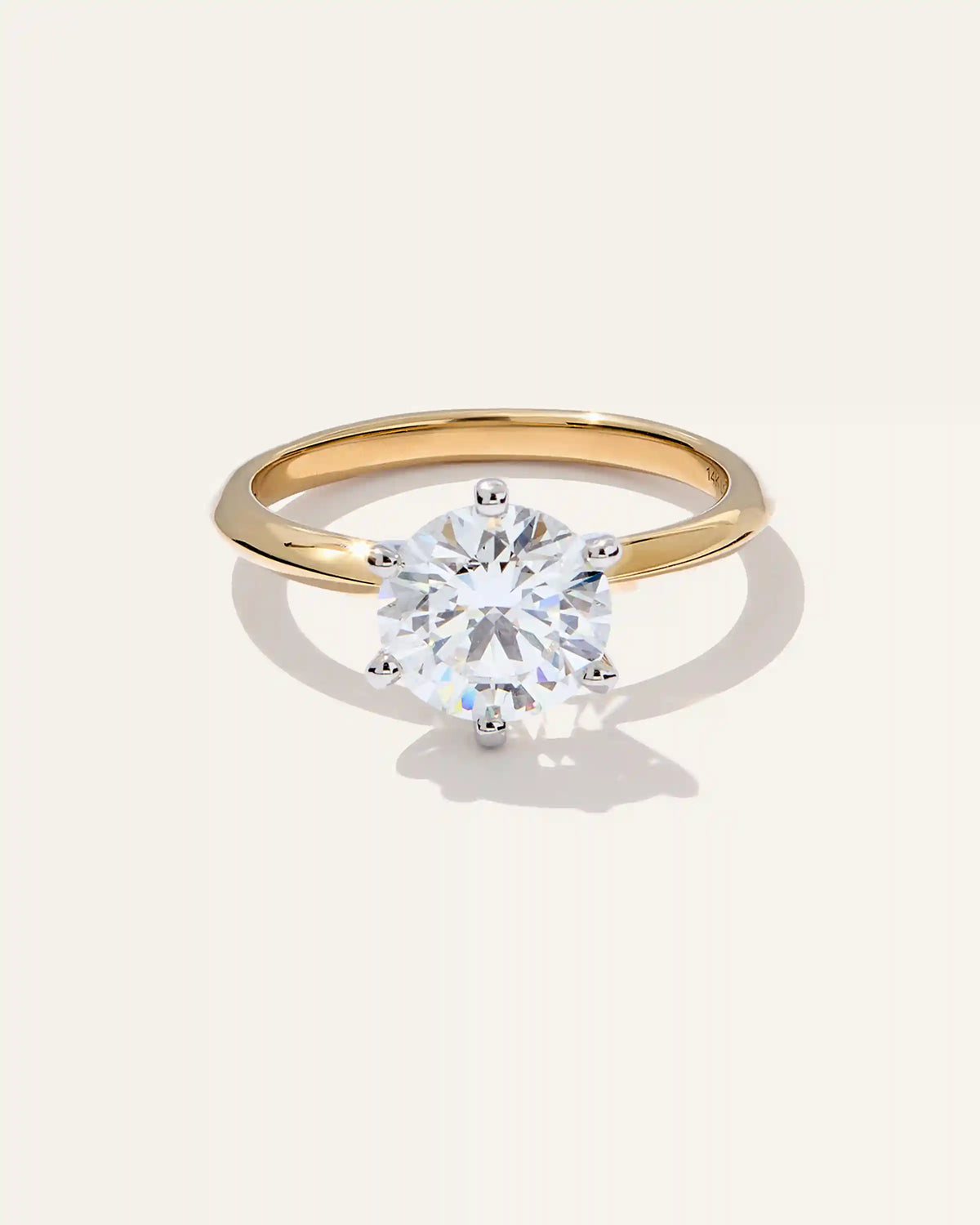 Lab Grown Diamond Round Six Prong Knife Edge Engagement Ring - 2ct