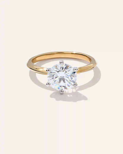 Lab Grown Diamond Round Six Prong Knife Edge Engagement Ring - 2ct