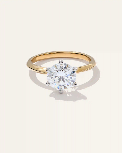 Lab Grown Diamond Round Six Prong Knife Edge Engagement Ring - 2ct