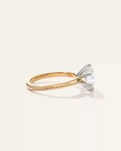 Lab Grown Diamond Round Six Prong Knife Edge Engagement Ring - 2ct