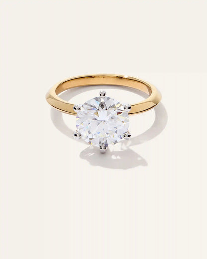 Lab Grown Diamond Round Six Prong Knife Edge Engagement Ring - 3ct