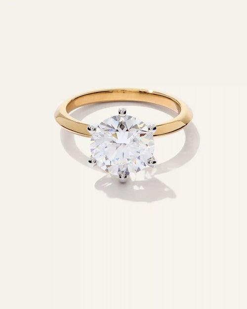 Lab Grown Diamond Round Six Prong Knife Edge Engagement Ring - 3ct