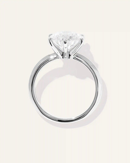 Lab Grown Diamond Round Six Prong Knife Edge Engagement Ring - 3ct