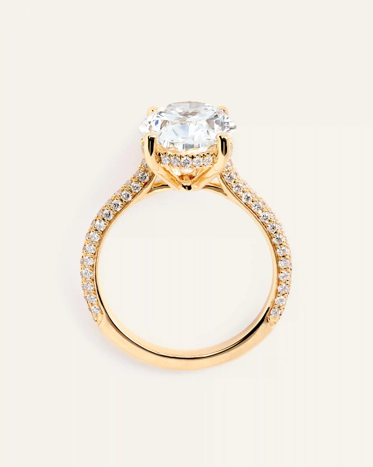 Lab Grown Diamond Oval Pave Cathedral Engagement Ring - 5ct