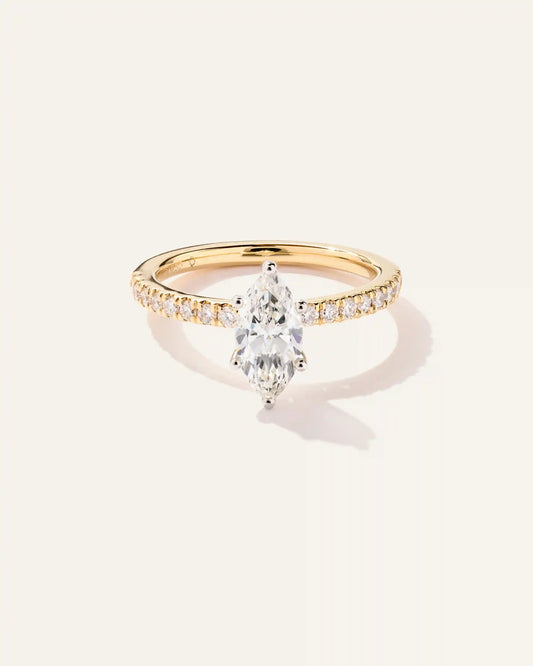 Lab Grown Diamond Marquise Petite Pave Engagement Ring - 1ct