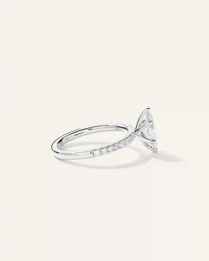 Lab Grown Diamond Marquise Petite Pave Engagement Ring - 1ct